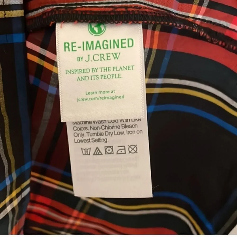 J CREW Tartan Plaid Cotton Ruffleneck Blouse Sz XSMALL NWT